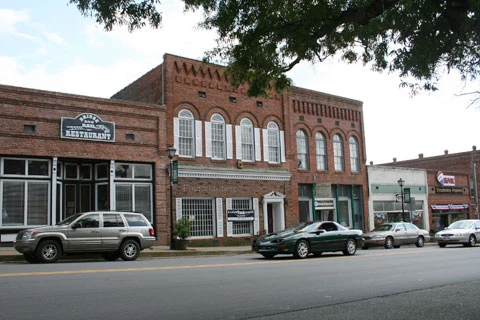 Historic storefronts in downtown Waxhaw