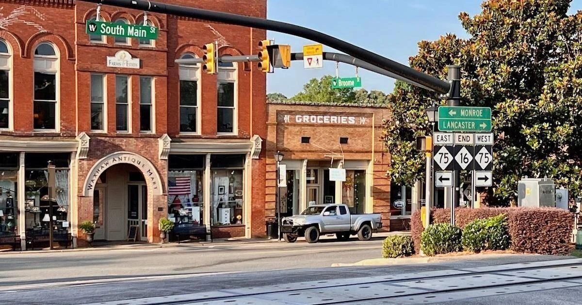 Local storefronts near South Main Street in Waxhaw